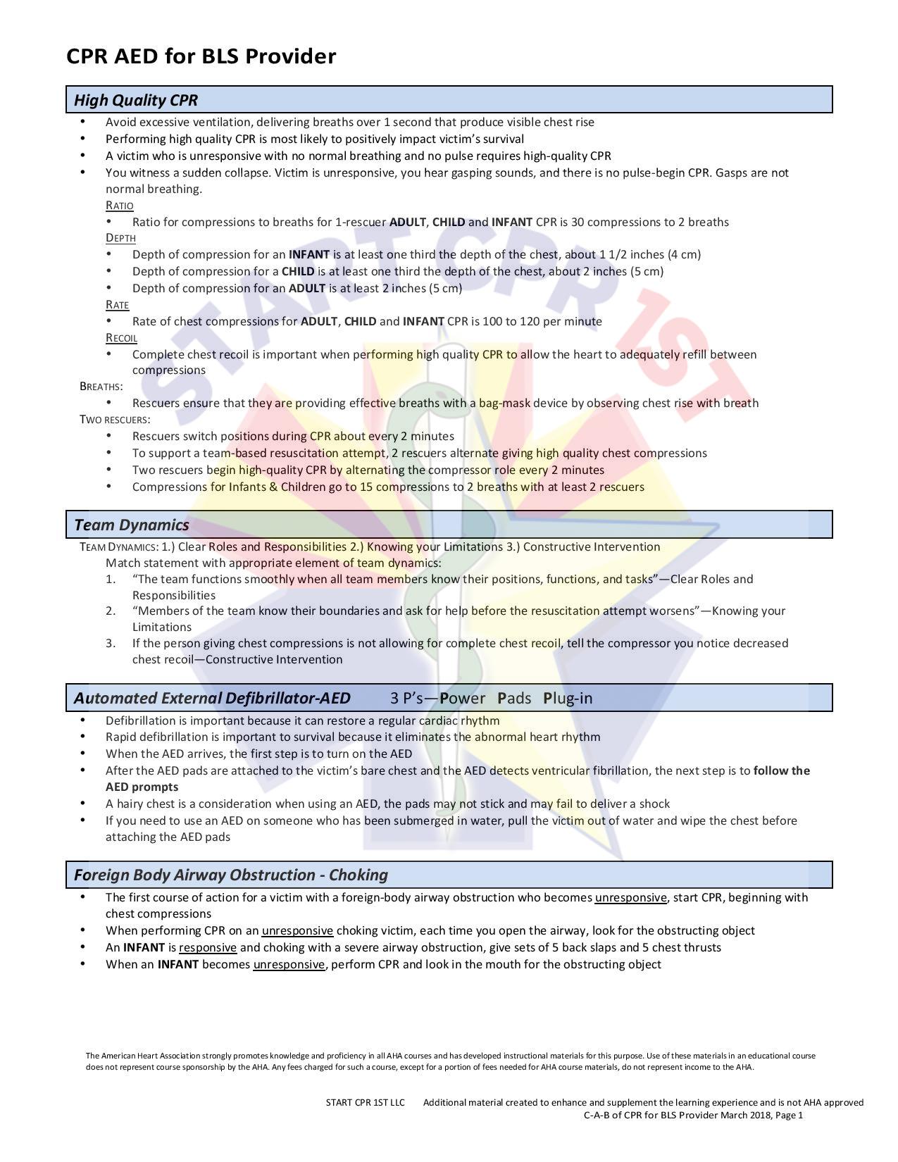 Basic Life Support For Healthcare Providers Study Guide Study Poster